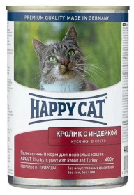 Happy Cat влажный корм для кошек , с кроликом и индейкой в соусе