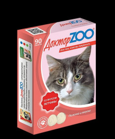 Доктор ZOO Мультивитаминное лакомство для кошек со вкусом ветчины, 90 табл.
