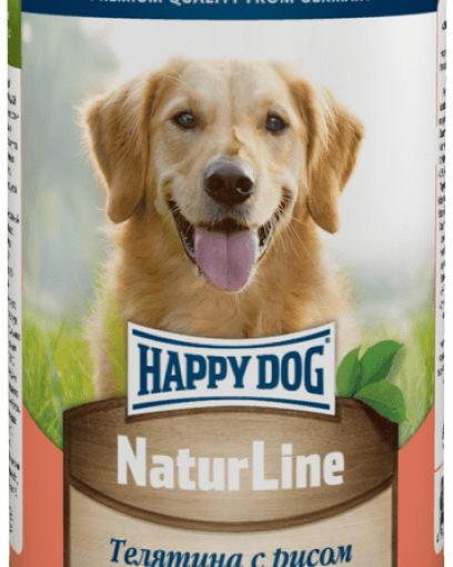 Happy Dog влажный корм для собак, с телятиной и рисом, 410г
