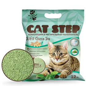 CAT STEP Tofu Green Tea наполнитель растительный комкующийся, 12л