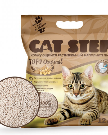 CAT STEP Tofu Original наполнитель растительный комкующийся, 12л