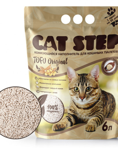 CAT STEP Tofu Original наполнитель растительный комкующийся, 6л