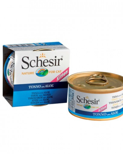Schesir консервированный корм для котят с тунцом и алоэ  85г