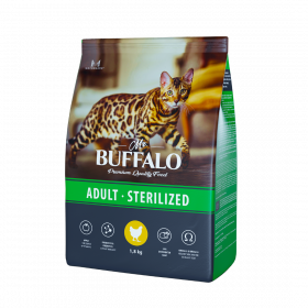 Mr.Buffalo сухой корм для взрослых стерилизованных и кастрированных котов и кошек с курицей 1,8 кг