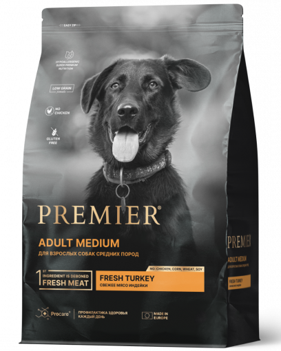 Premier Dog Turkey ADULT Medium (Свежее мясо индейки для собак средний пород)