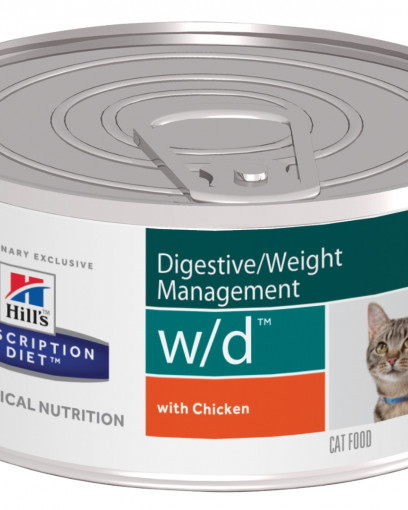 Hill's Prescription Diet W/D Digestive влажный корм для кошек, поддержание веса, и при сахарном диабете, с курицей, 156г