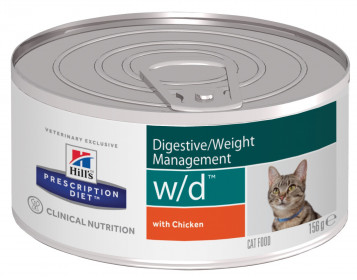 Hill's Prescription Diet W/D Digestive влажный корм для кошек, поддержание веса, и при сахарном диабете, с курицей, 156г
