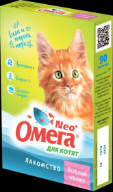 ОМЕГА NEO+ Мультивитаминное лакомство для котят с пребиотиком и таурином "Веселый малыш", 60 табл.