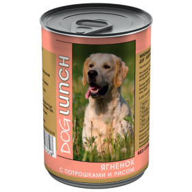Dog Lunch консервированный корм для собак с ягненком, потрошками и рисом в желе