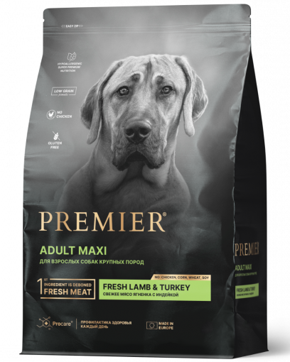 Premier Dog Lamb&Turkey ADULT Maxi (Свежее мясо ягненка с индейкой для собак крупных пород)